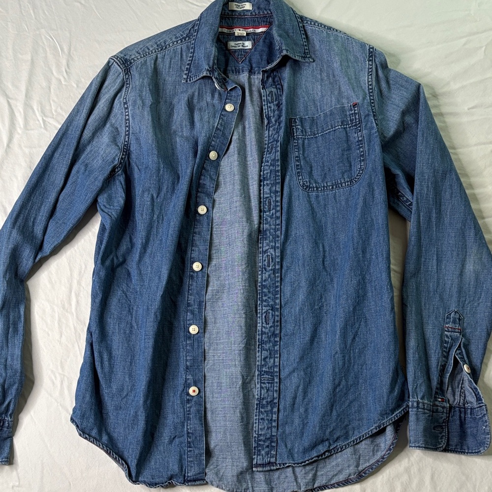 Tommy Hilfiger Men's Casual Blue Button Down Shirt